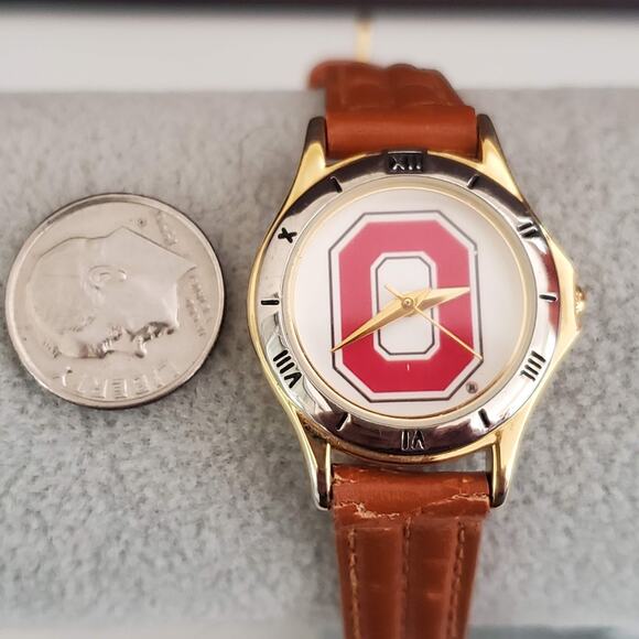 Ohio State Buckeyes Women's Watch Gold Tone Brown Band - Picture 5 of 11